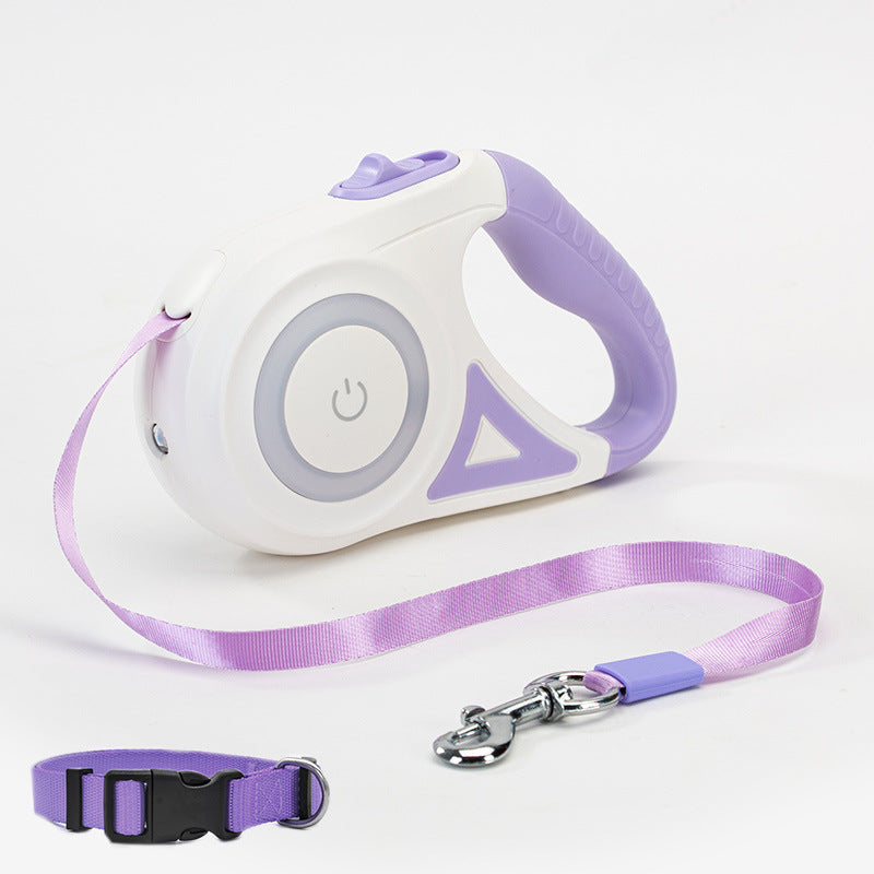 LED Retractable Dog Leash with Collar