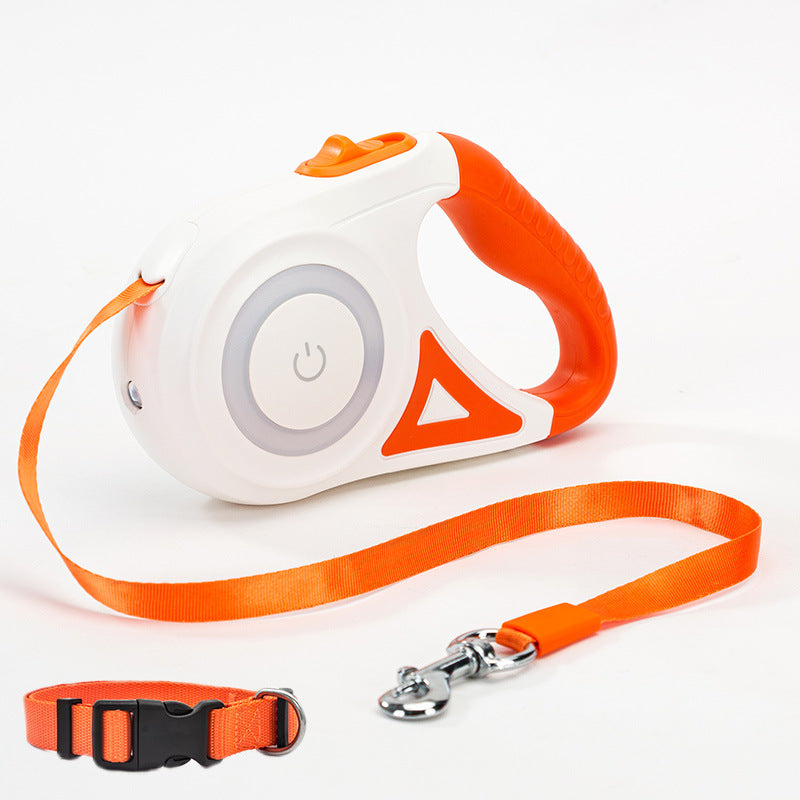 LED Retractable Dog Leash with Collar